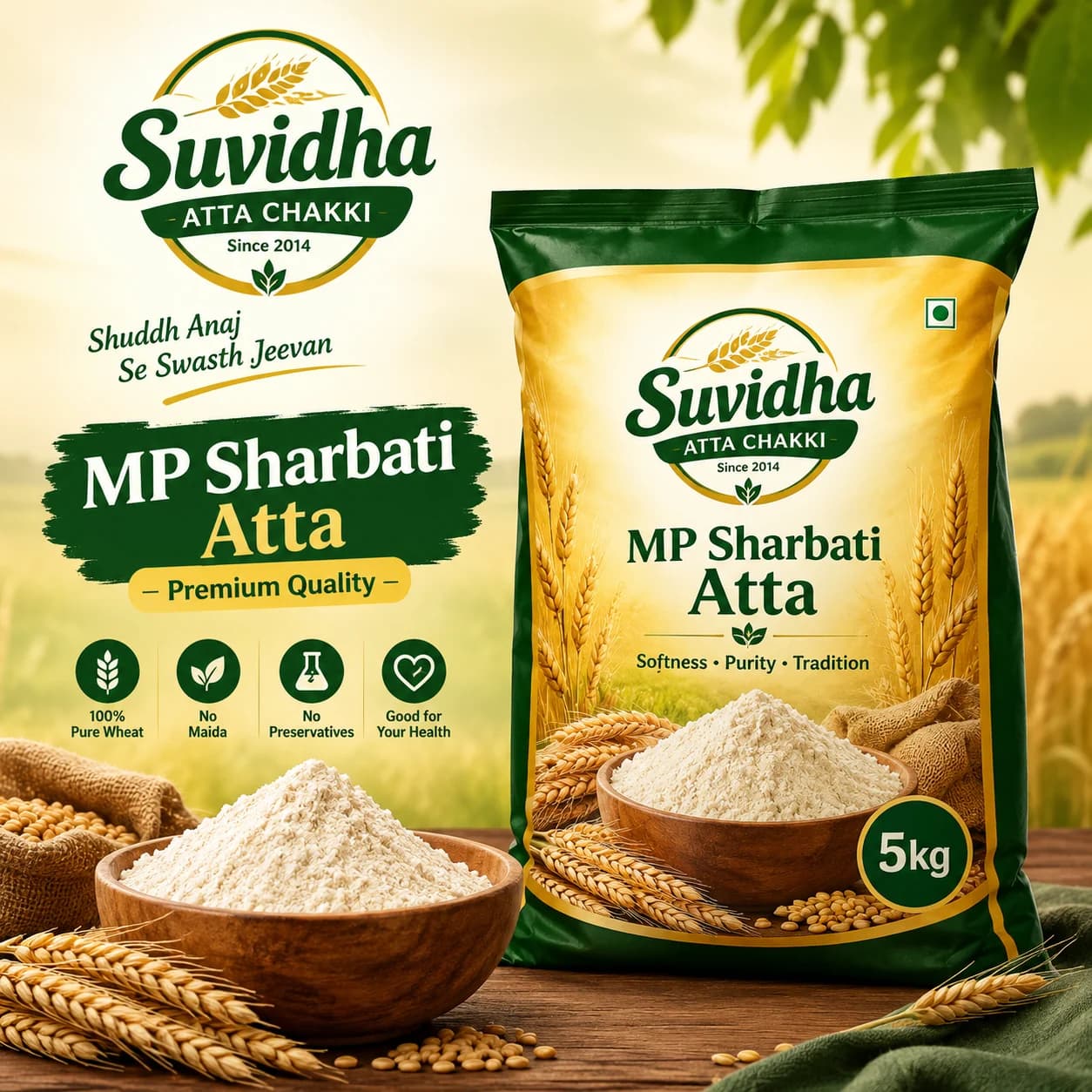 Suvidha MP Sarvati Atta product packaging